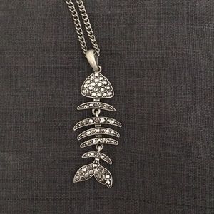 Gray Stone Fish Necklace